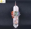 Men Big Gemstone Pendant Women Natural White Crystal Quartz 7 Chakra Tree of Life Rose Gold Handmade Wire Wrapped Necklace Charms GD426