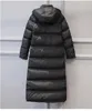 2020 Dames Winter Duck Down Coat Ultra lange maxi enkellengte vrouwelijke puffer jassen kleding met kap hoed zwart plus maat xxl