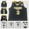 College Basketball Wears NCAA Purdue Boilermaker 3 C. Edwards College Basketball jerseys de hombre cosidos color negro blanco University jersey