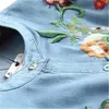 Dames Casual Denim Shirt Lange Mouwen Borduurwerk Floral Button Down Tunic Top voor Daily Wear Blouses Clothes1