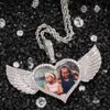 24inch Halat Zincir ile Custom Made Foto kolye Altın Gümüş Renk buzlu Out Bling CZ Açı Kalp Wings kolye kolye İçin Erkekler Kadınlar