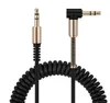 Stereo Coiled Cabo de áudio 3,5 mm macho para macho Universal Aux cabo auxiliar Cable 90 graus para alto-falantes do carro de Bluetooth Headset PC Speaker MP3