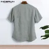 Chemises décontractées en coton et lin pour hommes, t-shirts d'été grand 2xl, vêtements masculins à manches courtes, Camisas Masculina Y19072201