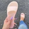 Été femmes pantoufles femme bonbons couleurs transparent diapositives femmes mode décontracté sans lacet plat confortable plage femme chaussures1