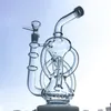11 inch Unieke Clear Glass Bong Inline Perc Olie DAB Rigs Recycler Waterleidingen Hookahs 14mm Vrouwelijke Joint met Kompijpen