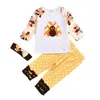 2020新しい感謝祭の子供女の子トルコ長袖Tシャツ+フリルドットパンツ+ヘッドバンド3個/セット衣装子供服セット