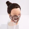 Stro Gezichtsmasker Flroal Print Maskers 16-styles Wasbaar stofdicht het drinken Straw Filter Maskers Anti PM2.5 Mist Katoenen Mond Cover GGA3588-6