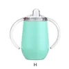 16 couleurs 10 oz bébé gobelet avec couvercle en forme d'oeuf de paille pour enfant bouteilles à double paroi en acier inoxydable isolé tasse à lait sous vide avec poignées par Express B0019