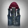 2020 Gilet di jeans da uomo Slim Fit giacca senza maniche coreana con cappello da cowboy Gilet da uomo Jeans lavati Uomo Canotta di nuova moda