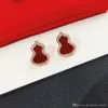 Boucles d'oreilles en argent Sterling S925, gourde en agate rouge, boucles d'oreilles en coquillage, qualité supérieure, tempérament pour dame, en argent Sterling anti 189Y