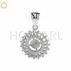 HOPEARL Jewelry Pearl Pendant montagem 925 Sterling Silver Cubic Zirconia Rodeado Descobertas pequeno pingente 3 Pieces