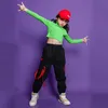 Costume da ballo jazz per bambini alla moda per ragazze Costumi da ballo hip-hop di strada Crop Top Pantaloni Abbigliamento da ballo per bambini