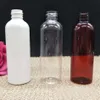 100ml plastik kozmetik boş şişe beyaz açık amber sıvı deneme şişesi pres kapak yuvarlak depolama kap ambalajı ljjp2618798193