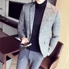 Helisopus Męska Blazer Wiosna Plaid Casual Slim Fit Długim Rękawem Blazers Single-Siatek Kurtka męska Płaszcz Duży rozmiar1