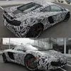 Black White Camouflage Vinyl Wraps Adhesive PVC Film Car Wrap Racing Car Camo Sticker Vehicle DIY Decal with Air Release295z