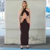 XLlais miękki materiał bawełny 2 sztuki Zestawy Kobiety Party Club Brown Sexy Spódnice Dopasowane Zestaw Damska Odzież Bez Rękawów Ładne Topy
