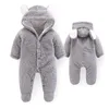 Baby tjejer kläder nyfödda vinter hoodie polyester pojke romer klättring outwear spädbarn jumpsuit 3m -12m