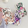 Electroplated marble IMD phone case simple flowers plants for iPhone 11 11 Pro 11 pro max SE 2020