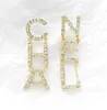 NY 2020 DESIGNER Full Rhinestone Letter Tassel örhängen för kvinnor Fashion Stud Earring smycken gåvor Guld och silver5941402