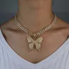 Ice Out Butterfly Pendants Ожерелья CZ Cuban Chain и теннисные цепи для мужчин Women Hip Hop Choker Jewelry7089873