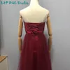 LP DQL Studio New Store Promotion Now !!!! Sexiga Burgundy Bridesmaid Klänningar Långa riktiga bilder Royal Blue / Black / Yellow