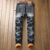 Denim Designer Buraco Jeans alta qualidade rasgado por Homens Tamanho 28-38 40 2020 Outono Inverno além de veludo HIP HOP Punk Streetwear CX200727