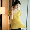 Damenblusen, Hemden, Bluse, Damenoberteile, Übergröße, Spitzenhemd, Kurzarm, Sommer, elegant, schlank, Diamant-Blusas1