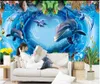 Aangepaste foto wallpapers voor muren 3d muurschilderingen behang onderwater wereld aquarium dolfijn muurschildering voor woonkamer TV achtergrond muurpapieren