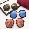 Newest Limited-edition Female GG0106S sunglasses Big-frame China-red design56-19-140gradient anti-UV400 light sunglasses fullcase outlet