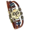 DHL epacket Fornitura transfrontaliera di bracciale in pelle bovina con costellazione unisex con perline in lega DJFB397 ID, braccialetti per gioielli di identificazione