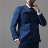 Erkekler Takım Elbise 2 adet Blazer Pantolon Ile Düğün Damat Groomsman Elbise Mavi Kruvaze Ticaret Örgün Erkek Takım Elbise Özel