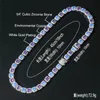 10mm 16/18/20inch White Gold Plated Ice Out Colorful CZ Stone Chain Necklace Rapper Jewelry for Men Hot Sale