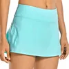 Kvinnor Plus Storlek 2-i-1 Tennis Skorts Quick-Torra Athletic Sports Running Pleated Golf Kjolar Mitt midja Shorts med fickor