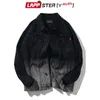 Men's Jackets -Youth Men Tie Dye Jeans 2022 Mens Vintage Harajuku Denim Coats Male Autumn Designer Black Windbreaker