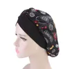 Women Girl Cross Twist Flower Print Wide Turban Night Sleeping Hat Cancer Caps Fashion Hair Accessories