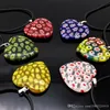 Moda 6PCS Mix Renk Kalp Millefiori Cam Lampwork Kolye ile Kordon