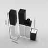 7 ml LED -ljus svart kosmetisk läppstiftbehållare utgör verktyget plast fyrkantig concealer flaska läppglansrör med spegel 20 st315k