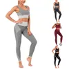 Conjunto de Yoga sin costuras para mujer, ropa deportiva, mallas deportivas para gimnasio, Sujetador deportivo con tiras y realce acolchado, trajes para correr