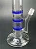 Verre classique design bleu narguilé 3 couches filtre en nid d'abeille perc percolateur capiteux conduites d'eau bong dab rig grand 13 pouces