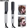 Hommes Cheveux Défrisage Peigne Brosse Marque Privée Électrique Brosse À Cheveux Lisseur Barbe Anti-brûlure Portable Lisseur pour Homme