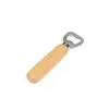 Wooden handle stainless steel beer bottle opener The original wood color handle + metal wire drawing opener Wine bottle opener