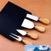 New Stainless Steel Cheese Knife Oak Handle Cheese Butter Pizza Cutter 4pcs/set Cheese Knife Set