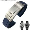 20mm 21mm rubberen siliconen horlogeband voor rol Oyster GMT Submariner Dag Tona Zwart Groen Blauw Strap Vouwen Geckle Horloge Armbanden Mannen Vrouwen