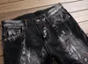 Erkek Kot Siyah Bol Men Patchwork denim şort sokak kıyafetleri yırtık jean için adam deliği sıkıntılı bisikletçi homme