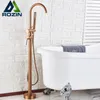 ROZIN Rose Golden Rose Maintub Faucet Freestanding Ванная кран ванной с ручным наручником напольный монтаж горячей холодной воды смеситель TO200710