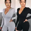 Black Grey Bodycon PlaySuit Women Wear på båda sidor Sexig Jumpsuit Spring Autumn Zip Up Party Club Romper Jumpsuits Shorts213C