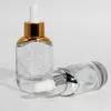 Flacon compte-gouttes en verre de mode 30 ml contenant cosmétique d'huile essentielle claire emballage 1 oz hotsale, compte-gouttes de bouteille en verre de sérum LX2362