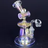 New Electro-Plating Colorfu glass Bong Water Pipe hookah Ice Catcher Dab Oil Rigs Bowl Downstem Smoking Height 18cm