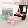 Custom Pink Silvery Grey Flat Pack Vouwende Doos Verpakking Magnetisch Papier Opvouwbare Giftdoos