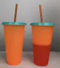 GROTE UITVERKOOP! 24OZ Plastic Kleur Veranderende Cup PP Temperatuur Sensing Magic Drinkbeker Candy Kleuren Herbruikbare Koffiemok Gratis Verzending A11